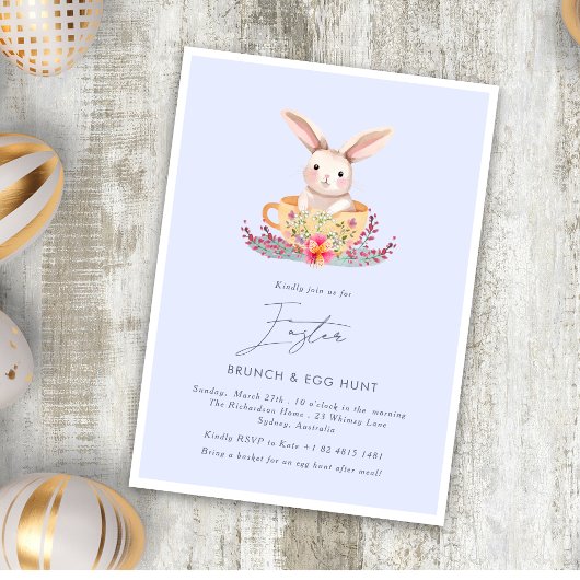 Waterverf Paasbrunch Floral bunny Elegant Kaart