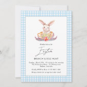 Waterverf Paasbrunch Floral bunny Gingham Kaart (Voorkant)