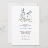 Waterverf Paasbunny Invitations Boy Birthday Kaart (Voorkant)