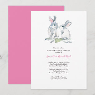 Waterverf paasbunny nodigt meisjes uit kaart