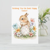 Waterverf paasbunny Wenskaart Feestdagenkaart (Staand voorkant)