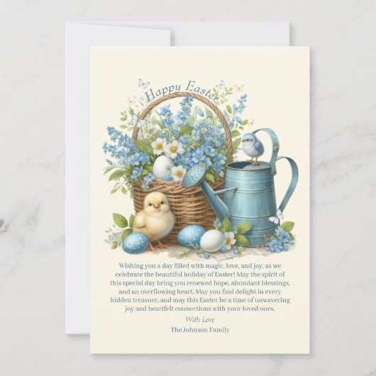 Waterverf paaschick gepersonaliseerd feestdagenkaart (Voorkant)