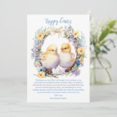 Waterverf paaschick gepersonaliseerd feestdagenkaart (Staand voorkant)