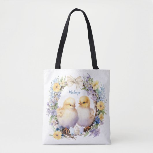 Waterverf paaschick gepersonaliseerd tote bag (Voorkant)