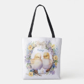 Waterverf paaschick gepersonaliseerd tote bag (Achterkant)