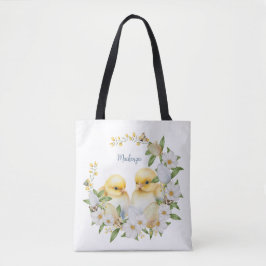 Waterverf paaschick gepersonaliseerd tote bag