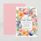 Waterverf Paasei en Bloem Paasuitnodiging Informatiekaartje (Voorkant / Achterkant)
