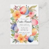 Waterverf Paasei en Bloem Paasuitnodiging Informatiekaartje (Voorkant)