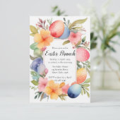 Waterverf Paasei en Bloem Paasuitnodiging Informatiekaartje (Staand voorkant)