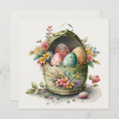 Waterverf Paaseieren Bloemen Kaart (Voorkant / Achterkant)