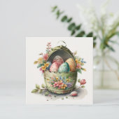 Waterverf Paaseieren Bloemen Kaart (Staand voorkant)