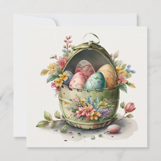 Waterverf Paaseieren Bloemen Kaart (Voorkant)