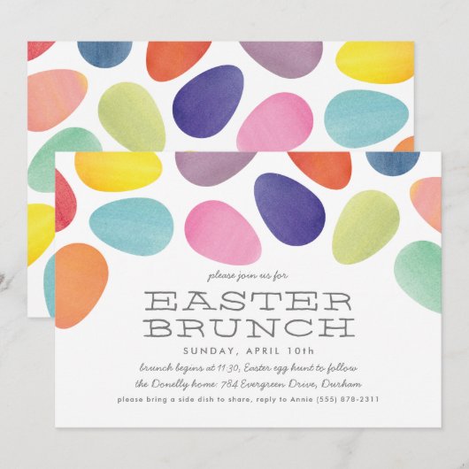 Waterverf Paaseieren Brunch Uitnodiging (Voorkant / Achterkant)
