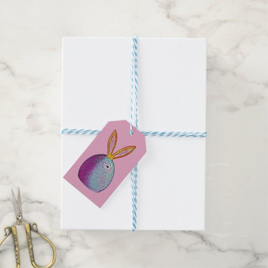 Waterverf Paaseieren Bunny Cadeaulabel (Met Touw)