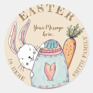 Waterverf paaseieren en paasbak ronde sticker