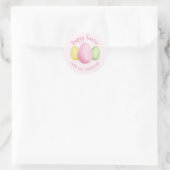 Waterverf Paaseieren Gelukkig Pasen Roze Ronde Sticker (Tas)