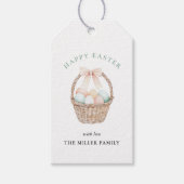 Waterverf paaseieren in mandje Happy Easter Cadeaulabel (Voorkant)