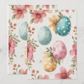 Waterverf Paaseieren Kaart, Happy Easter Feestdagenkaart (Voorkant / Achterkant)