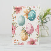 Waterverf Paaseieren Kaart, Happy Easter Feestdagenkaart (Staand voorkant)