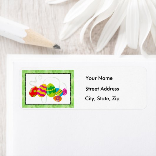 Waterverf paaseieren retour adreslabels etiket (Insitu)