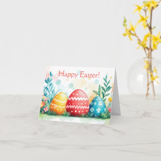  Waterverf paaseieren vakantie Kaart (Gele Bloem)