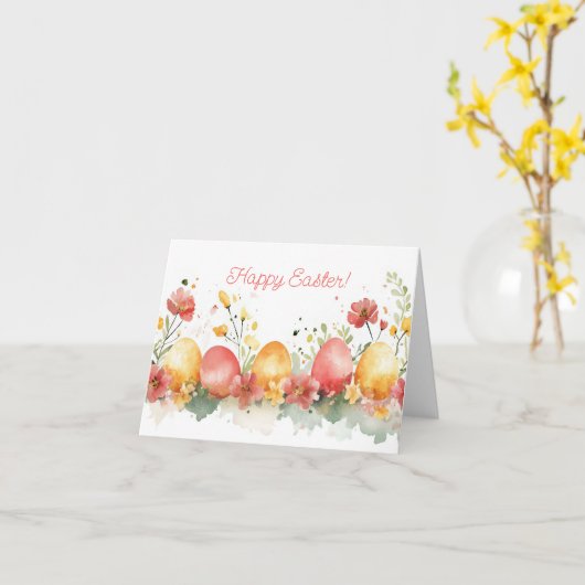  Waterverf paaseieren vakantie Kaart (Gele Bloem)