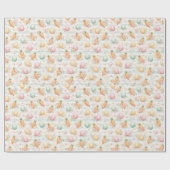 Waterverf Paaseieren, Wortels & Lente Bloemen Cadeaupapier (Vlak)