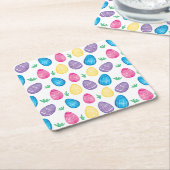 Waterverf paaseiertantpatroon kartonnen onderzetters (Schuin)