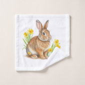 Waterverf Paashaas Badkamer Handdoek Set (Wasdoekje)