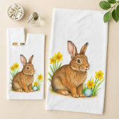 Waterverf Paashaas Badkamer Handdoek Set