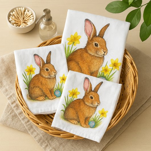 Waterverf Paashaas Badkamer Handdoek Set