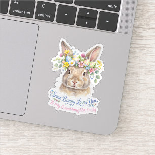 Waterverf Paashaas Bloemen Kroon Persoonlijk Sticker