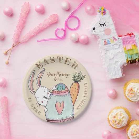 Waterverf paashaas en eieren . Pasen is hier! Papieren Bordje (Feest)