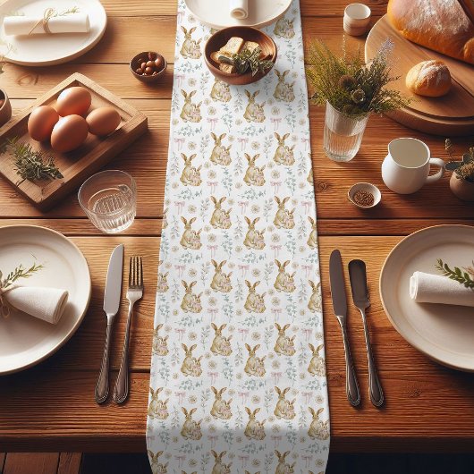 Waterverf paashaas eucalyptuspatroon korte tafelloper