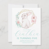 Waterverf paashaas Floral Gold Wreath Kaart (Voorkant)