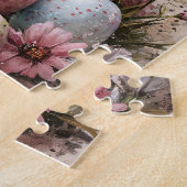 Waterverf paashaas gekleurde eitjes legpuzzel (Zijkant)