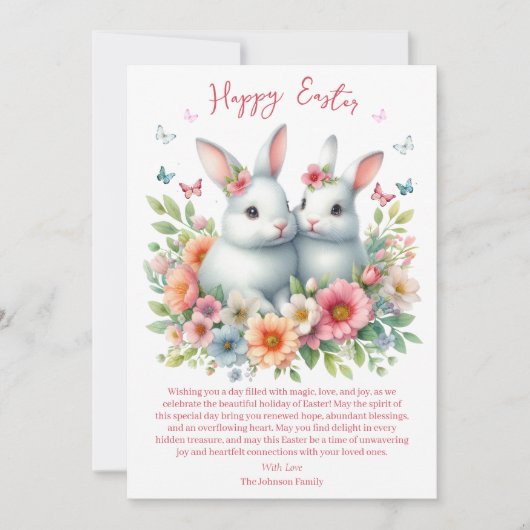 Waterverf paashaas gepersonaliseerd feestdagenkaart (Voorkant)
