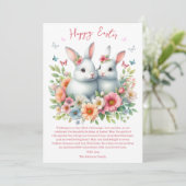 Waterverf paashaas gepersonaliseerd feestdagenkaart (Staand voorkant)