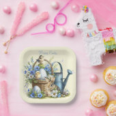 Waterverf paashaas gepersonaliseerd papieren bordje (Feest)