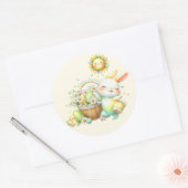 Waterverf paashaas gepersonaliseerd ronde sticker (Envelop)