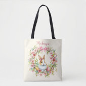 Waterverf paashaas gepersonaliseerd tote bag (Voorkant)