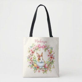 Waterverf paashaas gepersonaliseerd tote bag