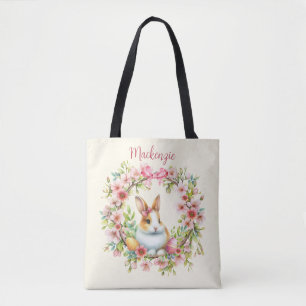 Waterverf paashaas gepersonaliseerd tote bag