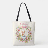 Waterverf paashaas gepersonaliseerd tote bag (Achterkant)
