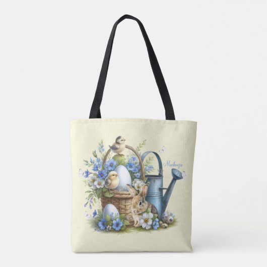 Waterverf paashaas gepersonaliseerd tote bag (Achterkant)