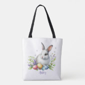 Waterverf paashaas gepersonaliseerd tote bag (Achterkant)