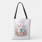 Waterverf paashaas gepersonaliseerd tote bag (Achterkant)