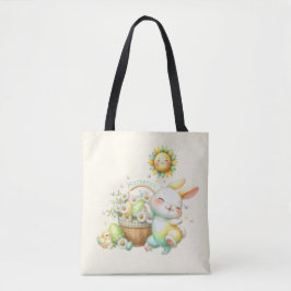 Waterverf paashaas gepersonaliseerd tote bag