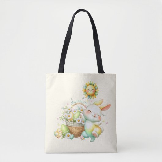 Waterverf paashaas gepersonaliseerd tote bag (Voorkant)
