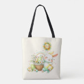 Waterverf paashaas gepersonaliseerd tote bag (Achterkant)